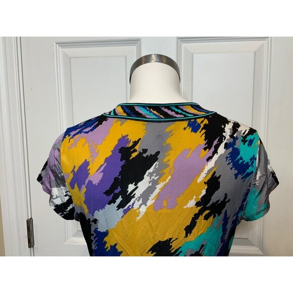 BCBG Max Azria Multicolor Splatter Print V-Neck Sleeveless Top, Size S - Picture 6 of 9